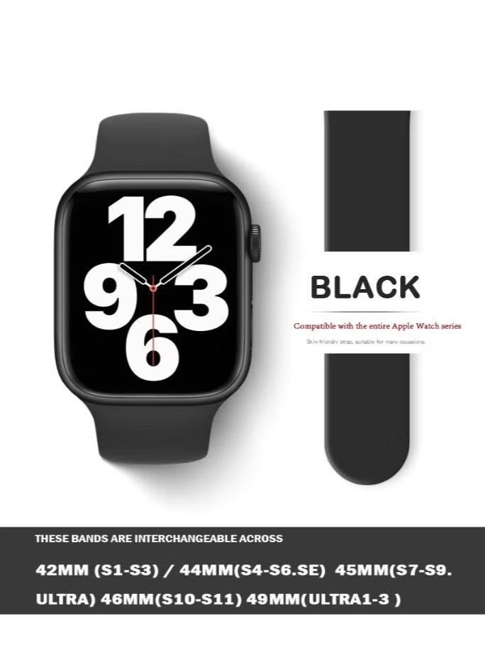 Smart Watch Apple Watchband 42MM/44MM/45MM/49MM Silicone Strap for Apple Watch All Series Black - Image 1