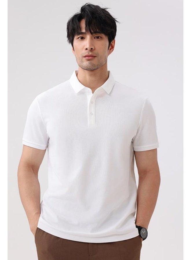 قميص بولو قطن جزيرة عالي الجودة بأكمام قصيرة وياقة مطوية ملابس عمل بشعار مطبوع تطريز DIY قميص ثقافي - Image 1