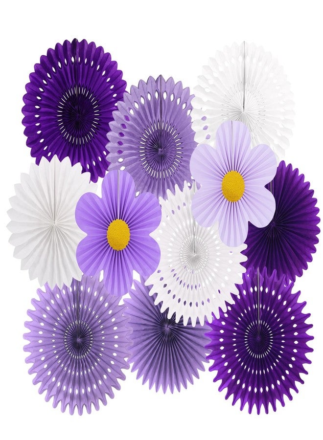 zilue Paper Fans Party Decorations Paper Flowers Decorations for Wall Classroom Floral Backdrop Baby Shower Birthday Party Flower Wall Decor Pack of 11 Purple - Image 1