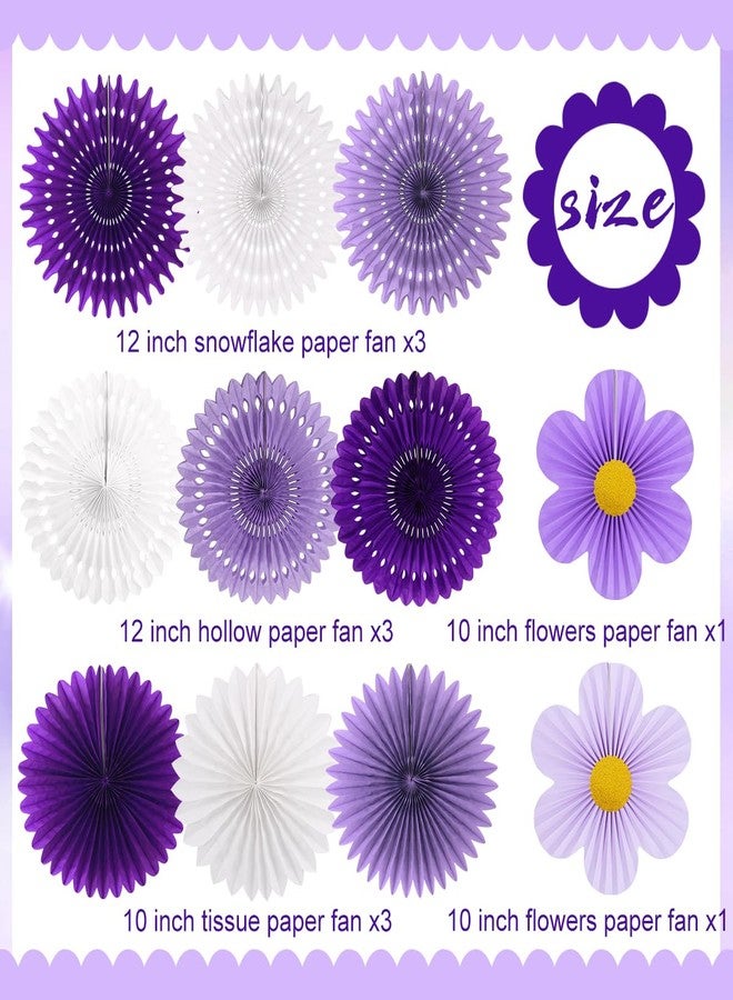 zilue Paper Fans Party Decorations Paper Flowers Decorations for Wall Classroom Floral Backdrop Baby Shower Birthday Party Flower Wall Decor Pack of 11 Purple - Image 2