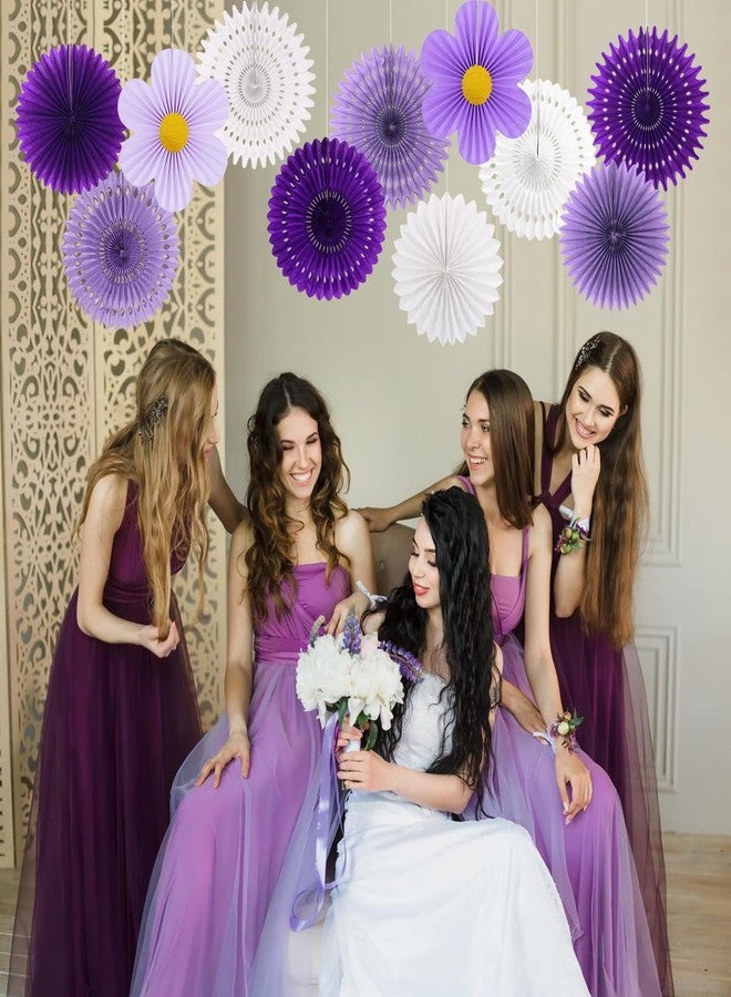 zilue Paper Fans Party Decorations Paper Flowers Decorations for Wall Classroom Floral Backdrop Baby Shower Birthday Party Flower Wall Decor Pack of 11 Purple - Image 5