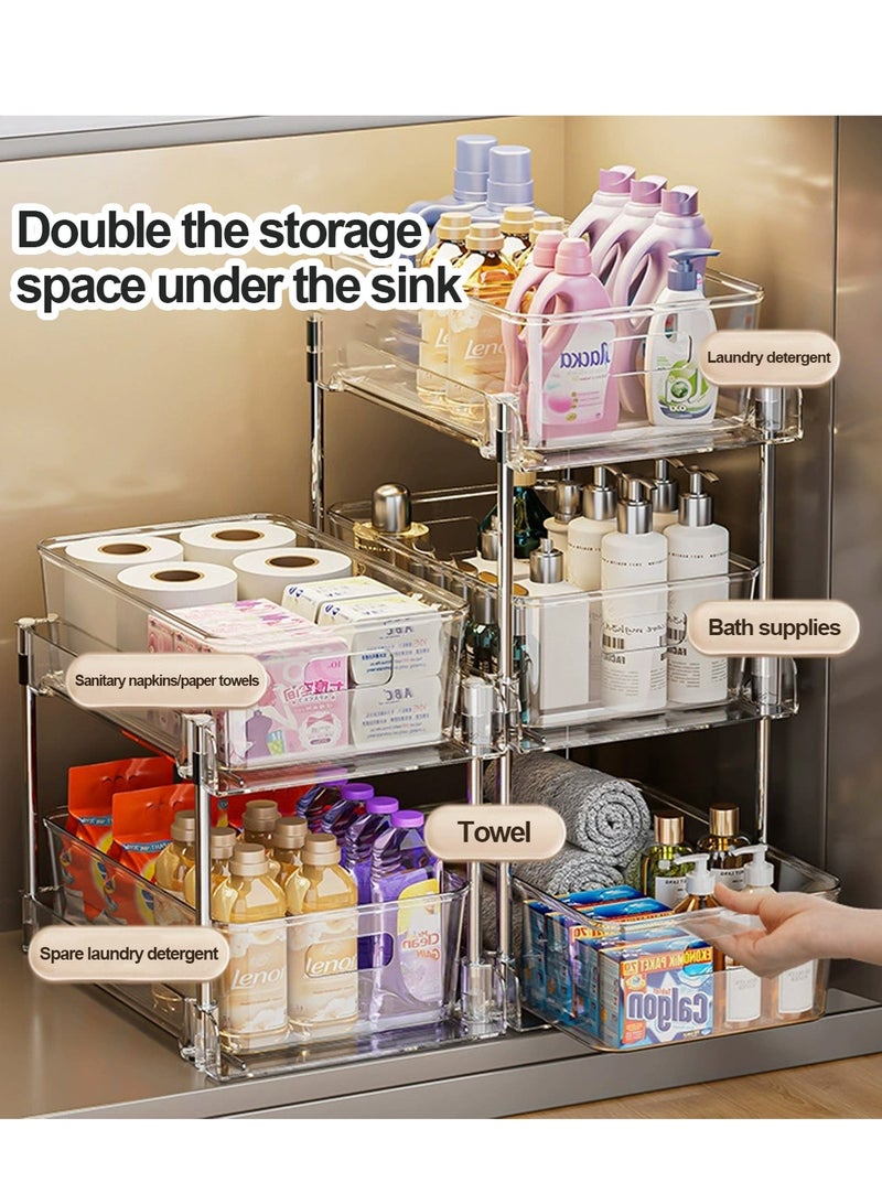 LOOPITYS storage rack 3-tier,Clear organizer rack Multi-Functional Pull-Out Tiered Basket,Slide Out Drawer Storage Container（3 pieces）Multi-Purpose Bathroom Organizer, Kitchen Under Sink Organize - Image 2