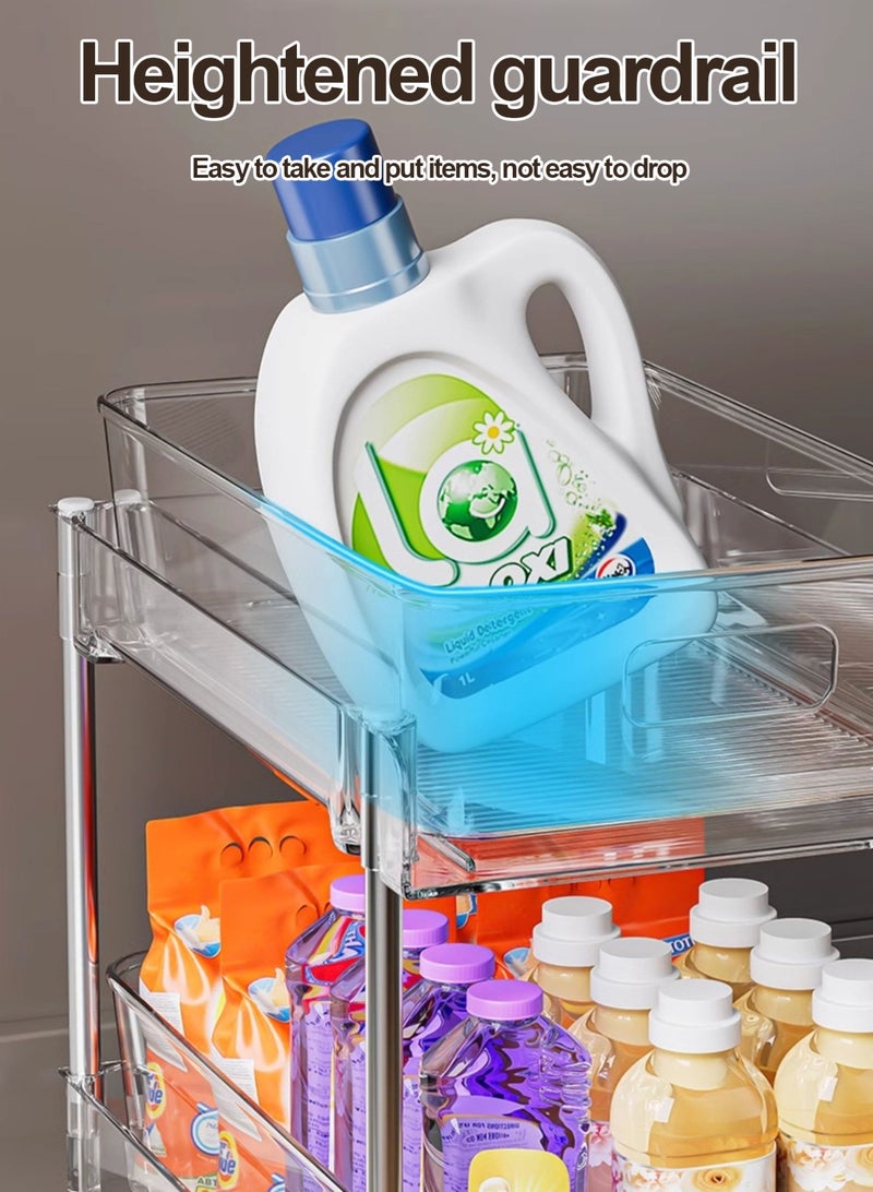 LOOPITYS storage rack 3-tier,Clear organizer rack Multi-Functional Pull-Out Tiered Basket,Slide Out Drawer Storage Container（3 pieces）Multi-Purpose Bathroom Organizer, Kitchen Under Sink Organize - Image 5