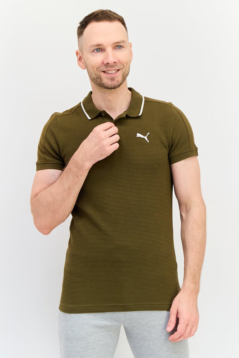 PUMA تي شيرت رياضي للرجال بأكمام قصيرة مناسب، خارجي، زيتوني - Image 1