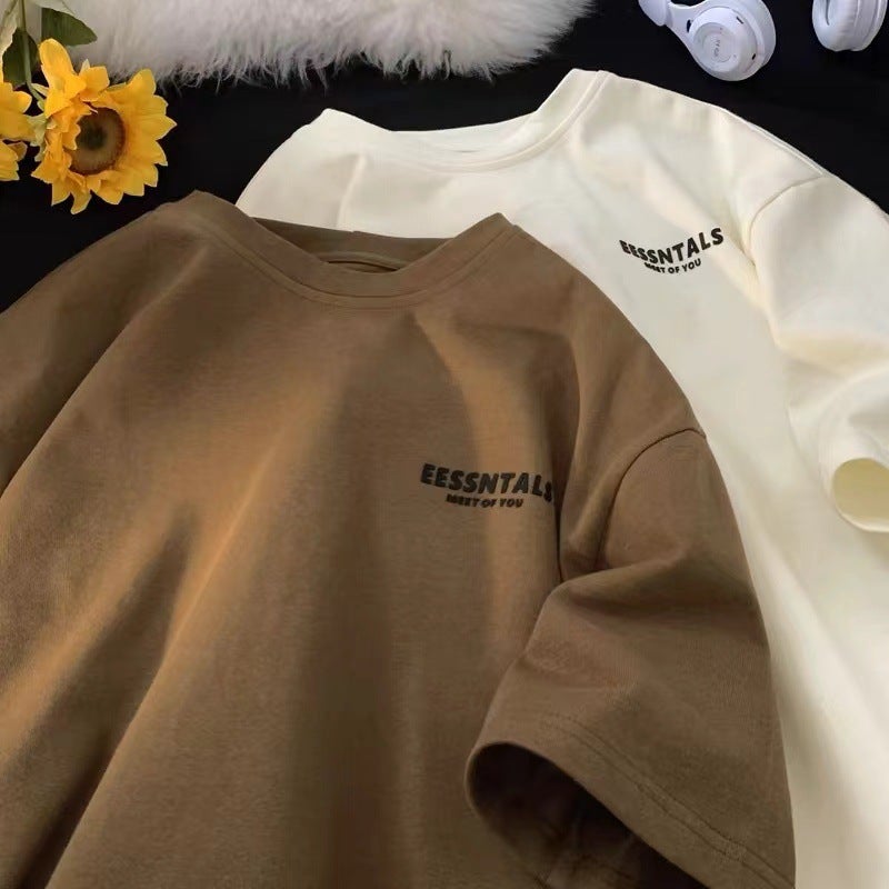 New American Style Retro Printed Heavy Cotton T-Shirt Summer Loose Trendy Short-Sleeved Men'S Oversize Couple Five - Image 2