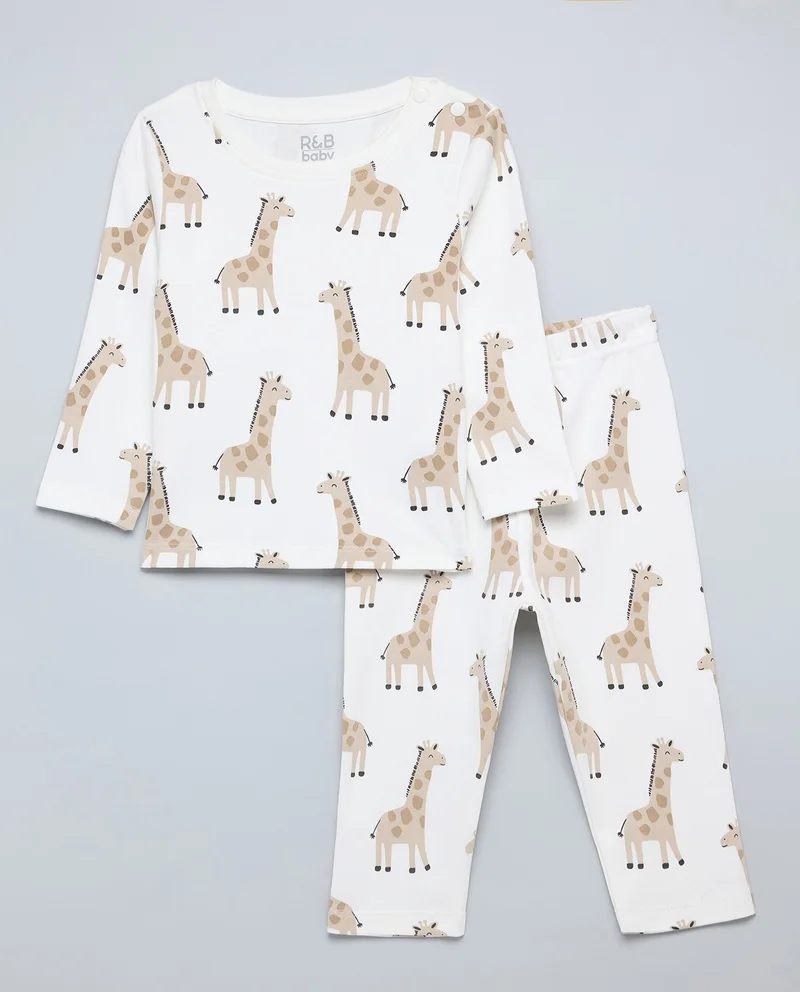 أر أند بي Printed T-Shirt and Pants Set