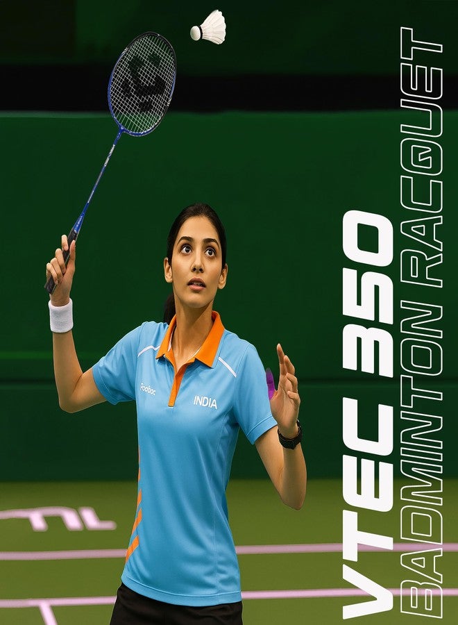 Vinex VTEC 350 Aluminium Strung Badminton Racquet | Lightweight & Durable | Power & Control | Blue & Black | Ideal for Beginners & Recreational Play (Pack of 1) - Image 4