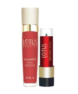 Lotus Makeup Lotus MakeUp Sindoor Kajal ComboMakeUp Divine Dew Herbal Sindoor 20MRosy Blush 8g Natural Kajal Black 4g Pack of 2