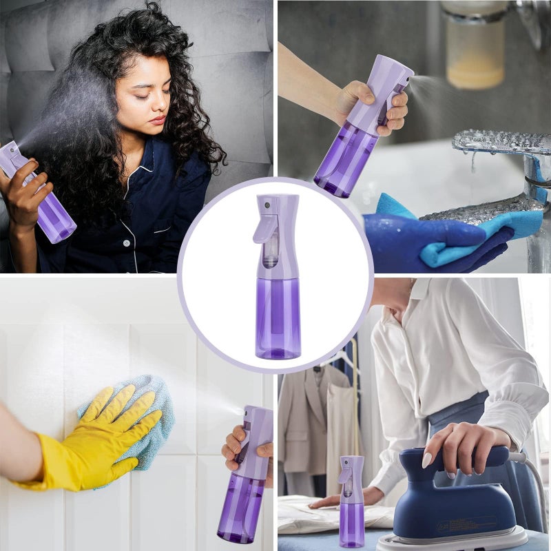 Zuhose Spray Bottle for Hair (6.8OZ /200ML) Continuous Ultra Fine Mist Sprayer for Hair, Salons, Barber, Plants, Skin Care, Cleaning 2 Pack Purple - Image 5