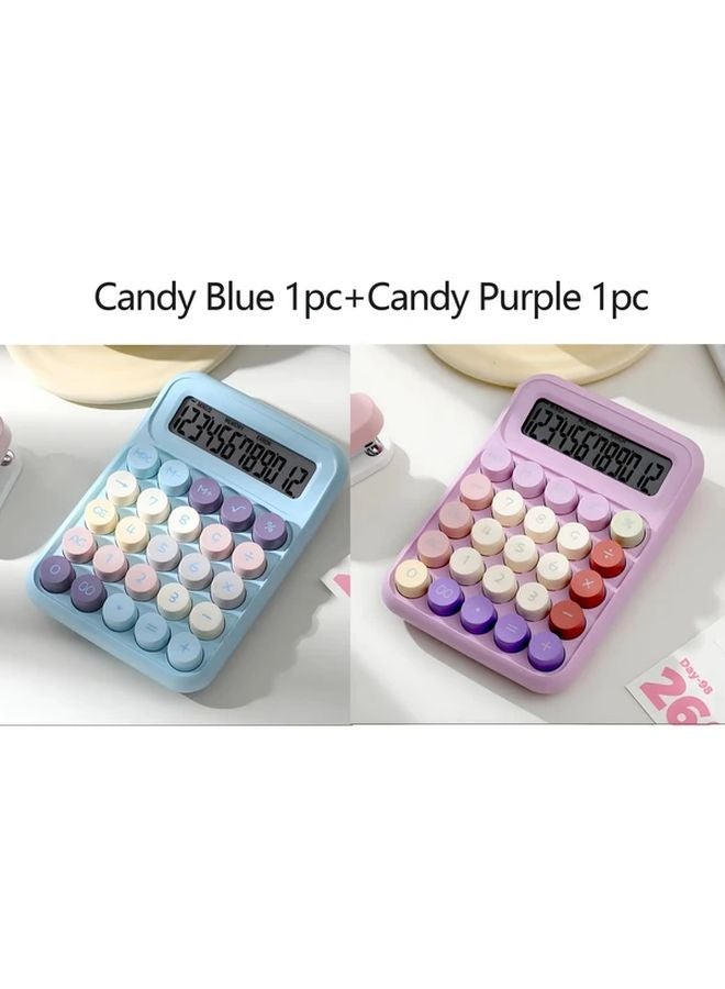 Candy Blue And Candy Purple 12 Digit LED Desktop Calculator With Sensitive Clicking Sound - Image 2