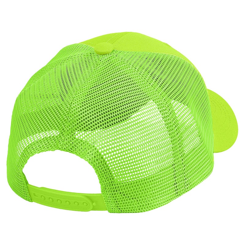 Falari Trucker Hat Baseball Cap Structured Plain Design 6 Panel, Adjustable Size - Neon Green - Image 5