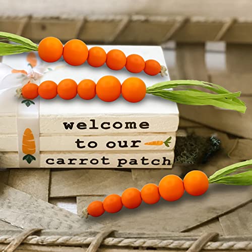 Laisgee Beaded Carrot Spring Wood Tiered Tray Decorations Easter Beaded Garland Farmhouse Home Decors, 3 PCS - Image 4
