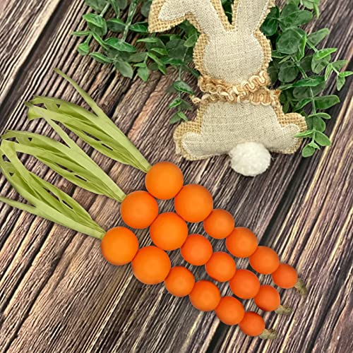 Laisgee Beaded Carrot Spring Wood Tiered Tray Decorations Easter Beaded Garland Farmhouse Home Decors, 3 PCS - Image 2