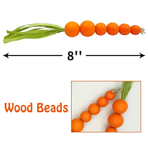 Laisgee Beaded Carrot Spring Wood Tiered Tray Decorations Easter Beaded Garland Farmhouse Home Decors, 3 PCS - Image 3