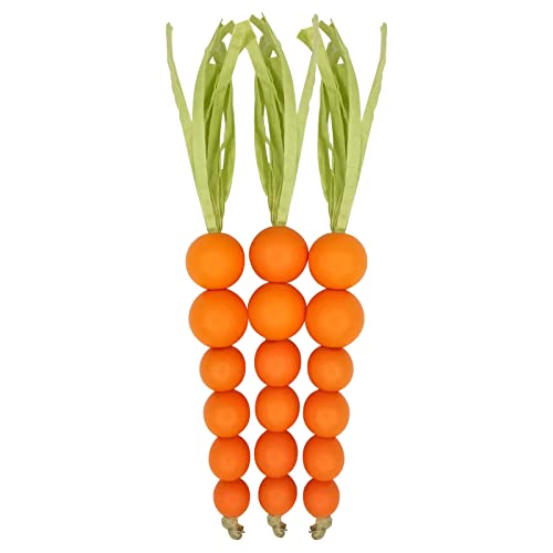 Laisgee Beaded Carrot Spring Wood Tiered Tray Decorations Easter Beaded Garland Farmhouse Home Decors, 3 PCS - Image 1