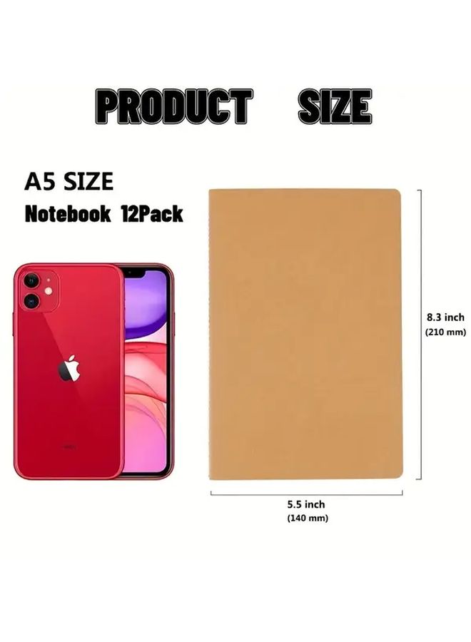 A5 Kraft Paper Notebook 3 Pack Lined Travel Journal 72 Pages Thick Paper - Image 2