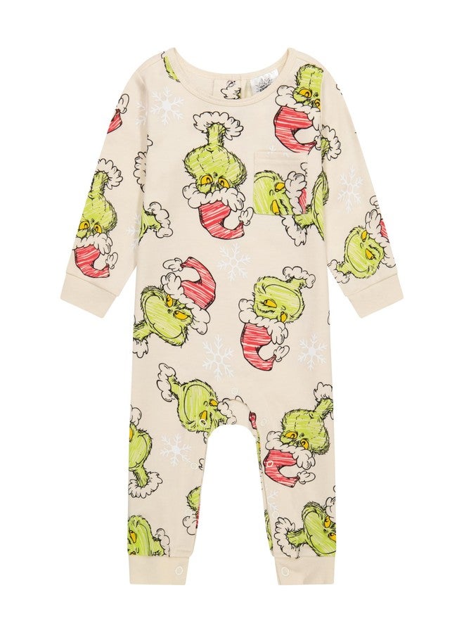 The Grinch Dr.Seuss Unisex Baby Grinch Printed Coverall, Sizes 0-24 Months (Eggnog, 18M) - Image 2