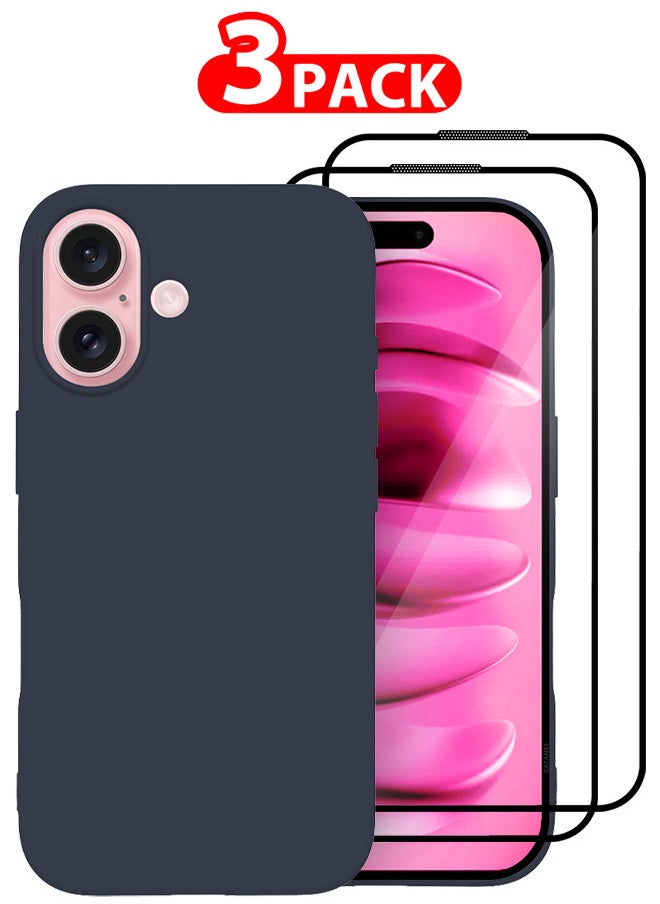 CATANES (for iPhone 16) 3 Pack Case and 2 Screen Protectors, Slim Silicone Case, Full Covered Anti Scratch Shockproof Protective Cover  - Image 1