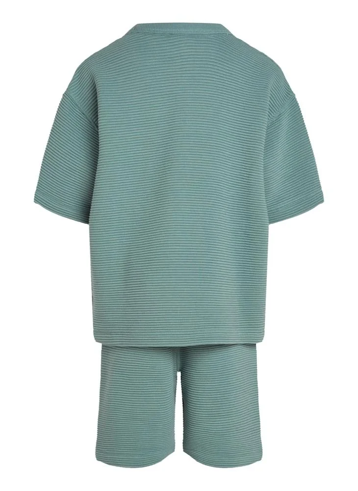 كالفن كلاين جينز Kids  Ottoman Crew Neck T-Shirt & Shorts Set