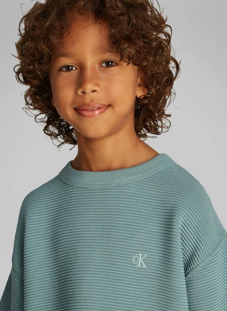 كالفن كلاين جينز Kids  Ottoman Crew Neck T-Shirt & Shorts Set