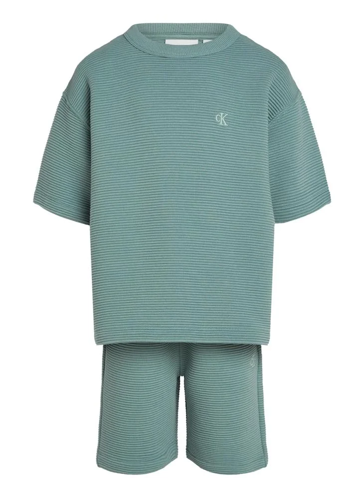 كالفن كلاين جينز Kids  Ottoman Crew Neck T-Shirt & Shorts Set