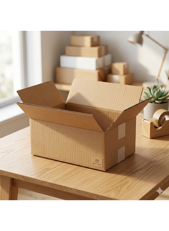 كرتون بني للتعبئة والتغليف – المقاس (الطول × العرض × الارتفاع): 35 × 26.5 × 22 سم – عبوة 10 كراتين 📦 - Image 2