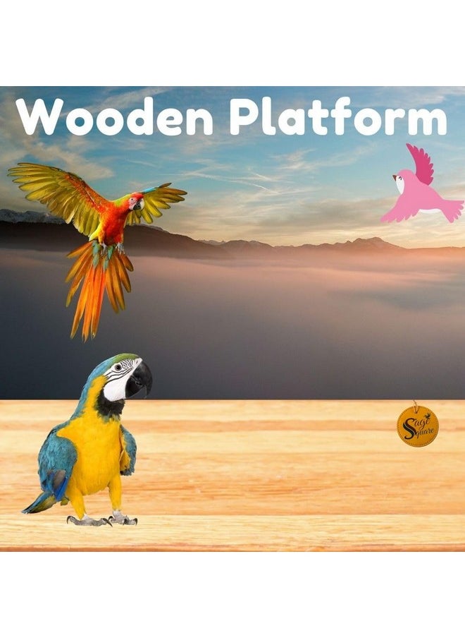 Sage Square Wooden Stand Sand Platform Made Of Natural Wood, Combo Of Three (2*5.5, 3*4 & Sand 6*4.5 Inch) Rectangle Shaped Perch Stand, Cage Accessories, Toy, Suitable For Birds, Parrots, Budgies  - Image 3
