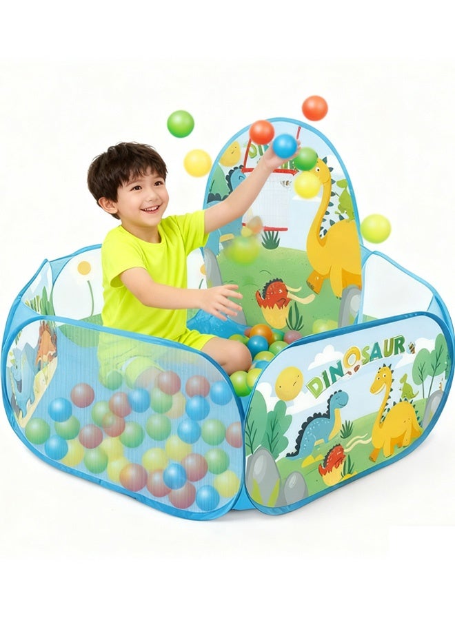 Kids Ball Pit, Pop Up Children Play Tent, Toddler Ball Pool Baby Crawl Playpen with Basketball Hoop, Portable Toys for Girls Boys - Image 1