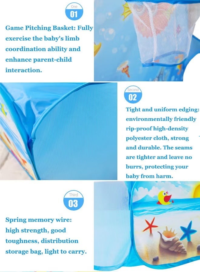 Kids Ball Pit, Pop Up Children Play Tent, Toddler Ball Pool Baby Crawl Playpen with Basketball Hoop, Portable Toys for Girls Boys - Image 3