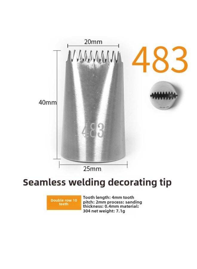 304 Stainless Steel Pastry Nozzle 6-tooth Belt Number Seamless Welding Cream Nozzle Large Cake Decorating Tool-Specifications:483  - Image 1
