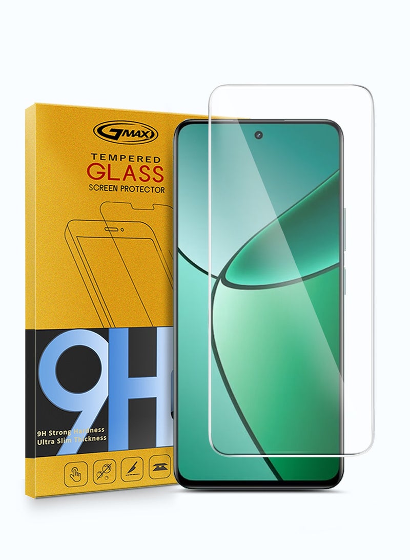 جيماكس واقي شاشة من الزجاج المقوى بحواف منحنية من سلسلة Premium 9H 2.5D لهاتف Realme 12+ / 12 Plus 5G 2024 شفاف - Image 1