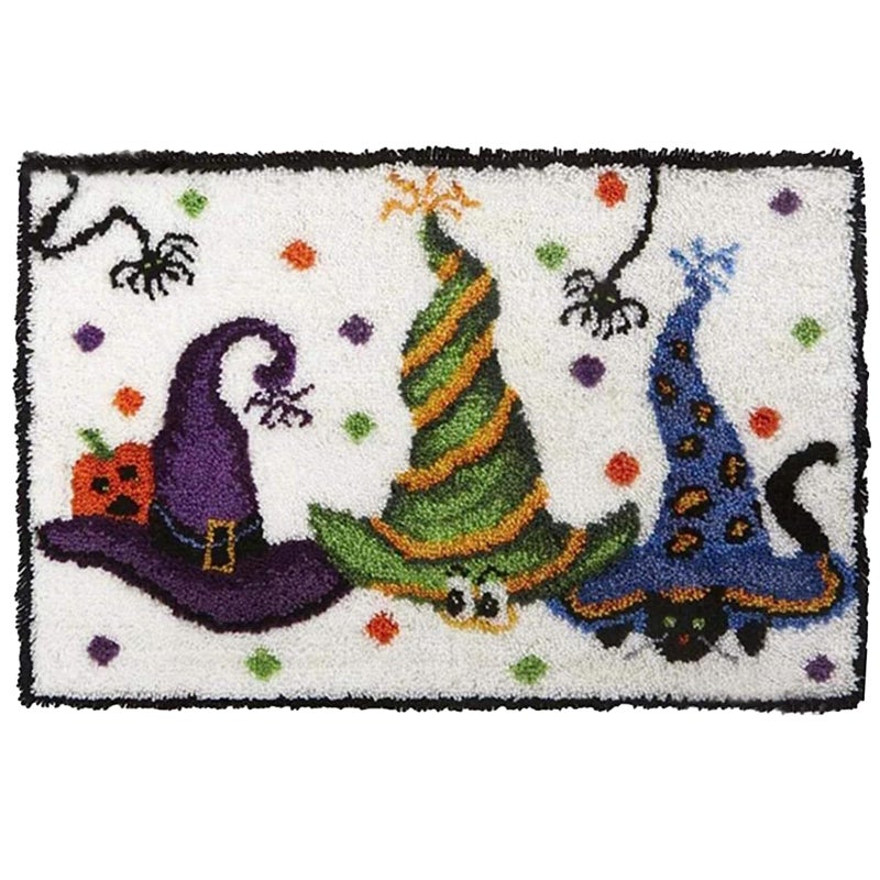 ZFFLYH Latch Hook Kits, Latch Hook Rug Kit for Adults Beginner Halloween Hat Latch Hook Kits with Printed Canvas 52X38cm/20.5 Inch X15 Inch - Image 1