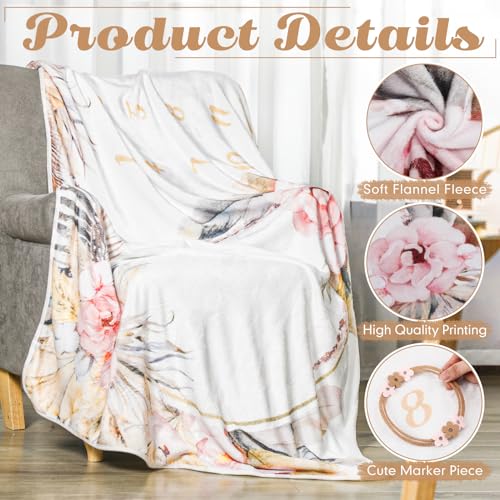 Chumia 6 Pcs Baby Monthly Milestone Blanket for Girl 60" x 40" Butterfly Milestone Blanket Age Photo Photography Backdrop with Newborn Calendar Growth Chart Bib Headband(Beigh,Boho Pattern) - Image 3