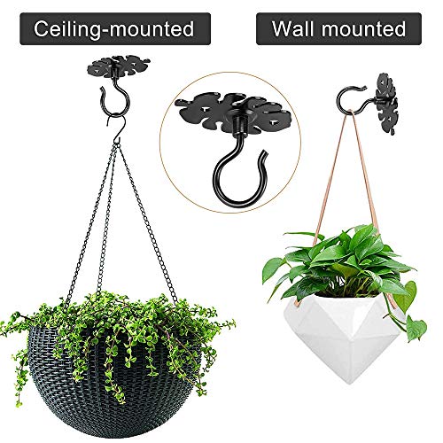 BeneLabel Heavy Duty Ceiling Hooks - 4 Pack Metal Plant Hangers for Indoor Outdoor Hanging Plants, Lights, Wind Chimes and Decorations - Black - Image 2