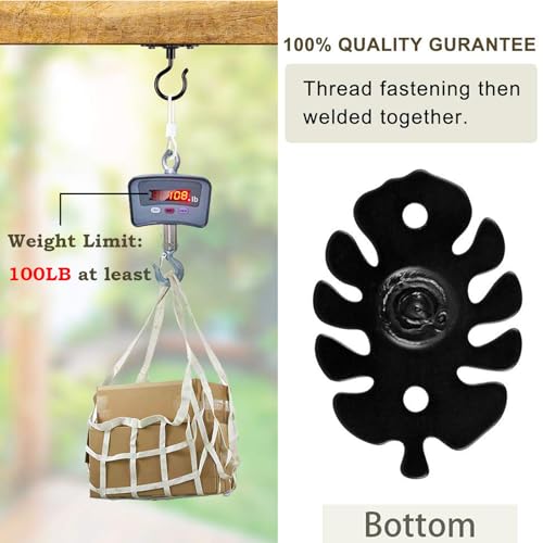 BeneLabel Heavy Duty Ceiling Hooks - 4 Pack Metal Plant Hangers for Indoor Outdoor Hanging Plants, Lights, Wind Chimes and Decorations - Black - Image 4