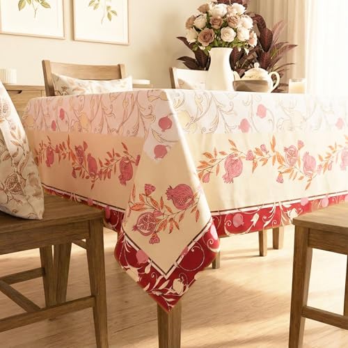 RUSTIQUE LINENS Printed Cotton Table Cloth 6 Seater – Dining Table Cover Cloth, Washable Table Cloth for Dining Table – 150 x 234 CM (Fits 6–8 Seater) - Pom Petal - Image 3
