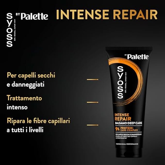 SYOSS PALETTE INTENSE REPAIR DEEP CARE CONDITIONER 250 ML, RESTRUCTURING HAIR CONDITIONER WITH 9% PROTEIN CARE COMPLEX REPAIRS FIBRES IN DEEP, PRODUCTS FOR DRY AND DAMAGED HAIR - Image 3