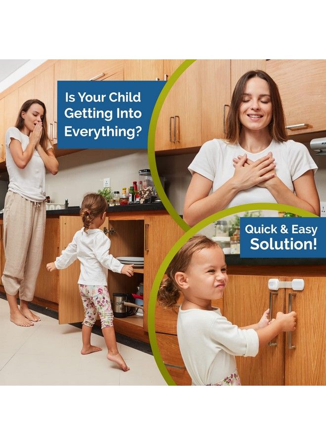 Wappa Baby Child Safety Strap Locks (6Pack) Baby Locks For Cabinets And Drawers Toilet Fridge & More. 3M Adhesive Pads. Easy Installation (White Gray) - Image 3