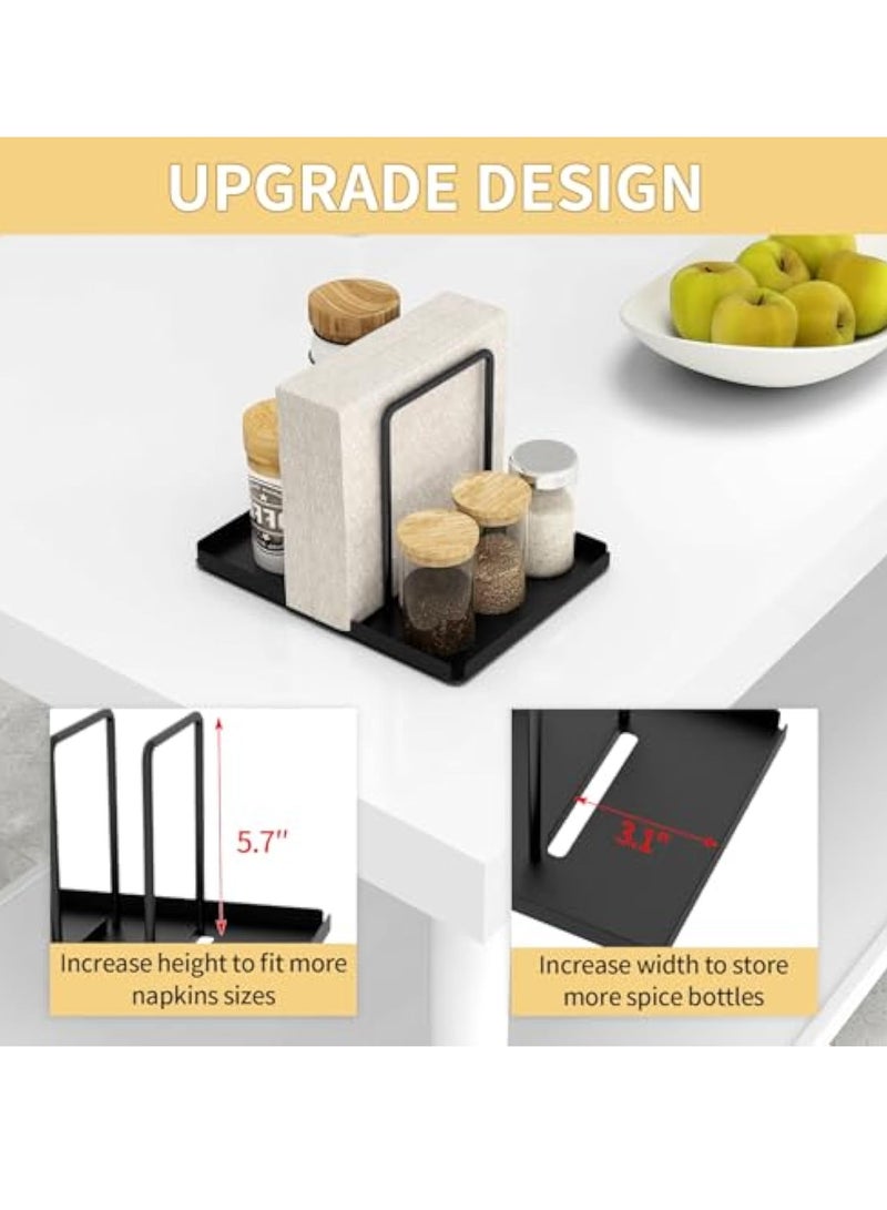 Napkin Holder, Metal Napkin Holder for Table with Salt and Pepper Shakers Caddy, Napkin Storage Dispenser for Kitchen Dinner Table and Picnic Decors, Black - Image 2