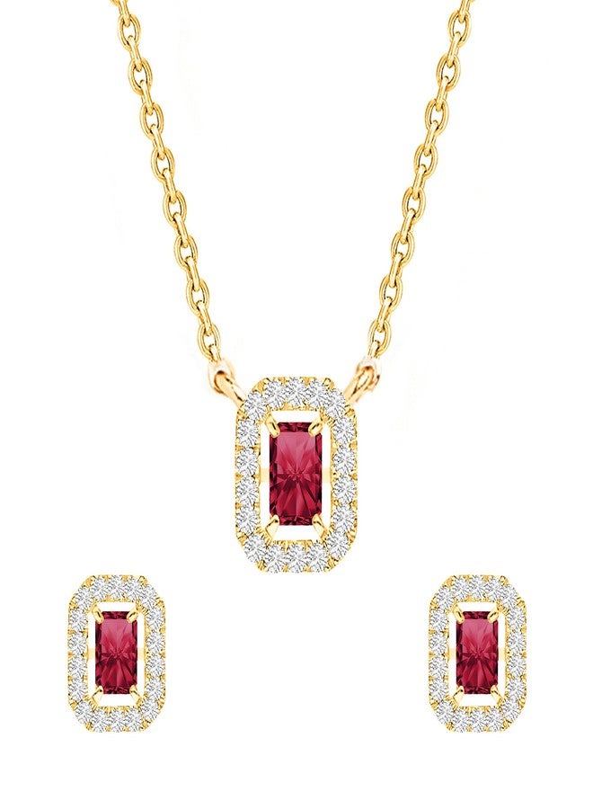 MINUTIAE Gold-Plated Crystals Studded Earring & Necklace Jewellery Set For Women's & Girls_MNT0473RD_SET_G - Image 1