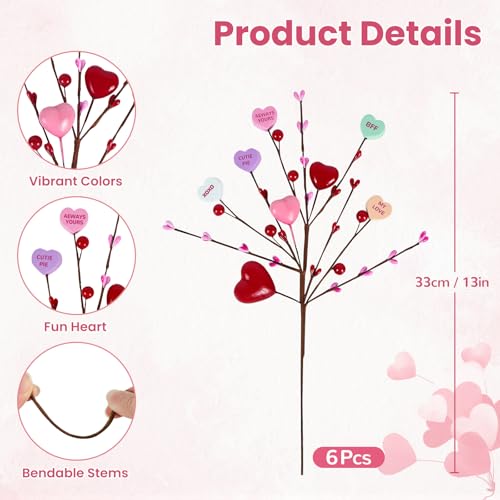 Mulbozy Valentines Day Decorations, Valentine Theme Flowers with Conversation Hearts, Valentines Decor for Home or Office Centerpiece Table - Image 3