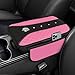 NBTEPEM Bling Crown Car Center Console Armrest Cover Leather Middle Console Cover Cushion with 2 Storage Bags Car Armrest Storage Box Interior Accessories for Most VehiclesPink - Image 2