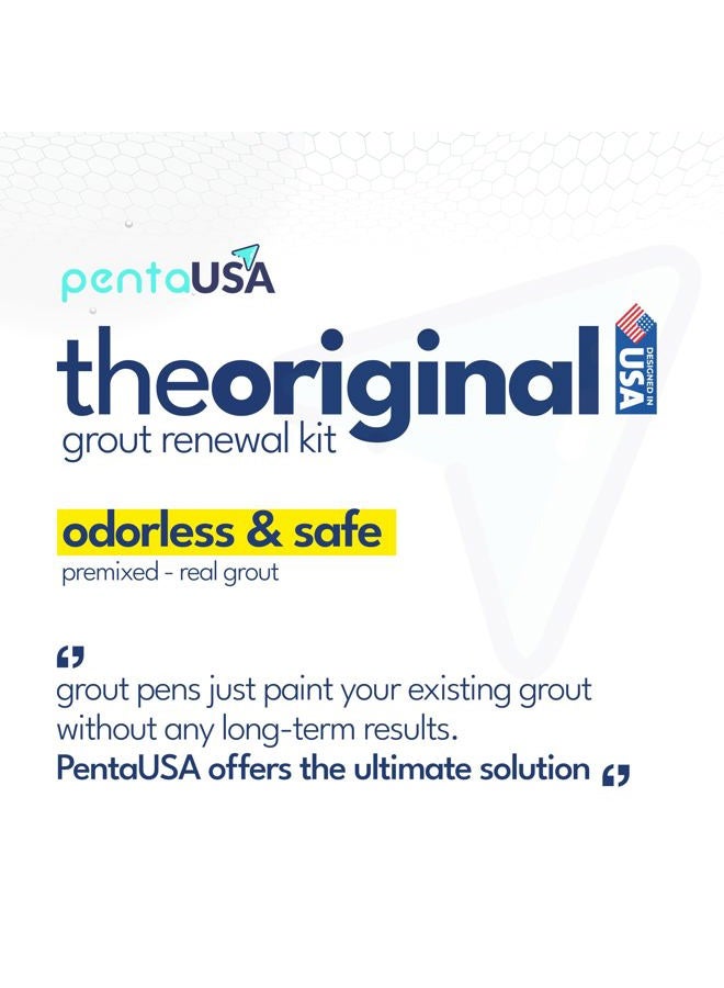 PentaUSA Tile Grout Repair Kit - White Grout Filler, Triple Protection, Fast Drying Formula Restores and Renews Grout Lines with Scraper (White, 8.8oz / 250gr) - Image 4