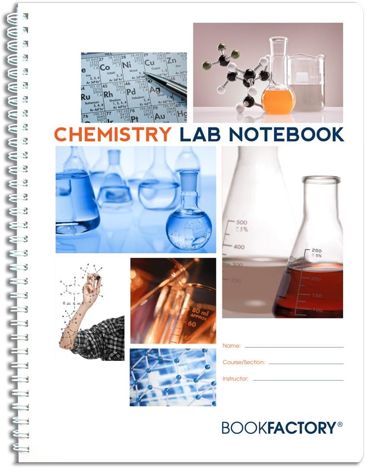 BookFactory Chemistry Lab Notebook - 75 Pages(8.5'' X 11'') -Scientific Grid Pages, Durable Translucent Cover, Wire-O Binding -Page Size: 8'' x 11'' (21.6cm x 27.9cm)(Made in USA) - Image 1