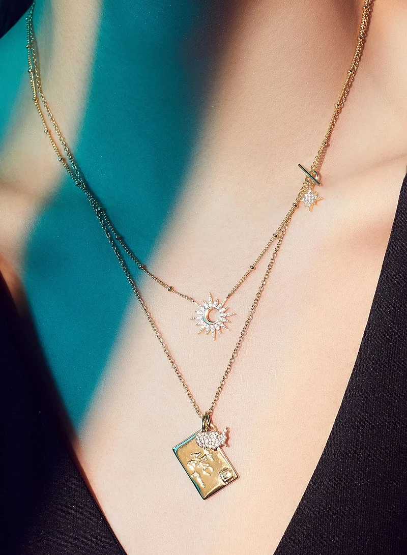 Wanderlust + co Sunlit Crescent Gold Necklace
