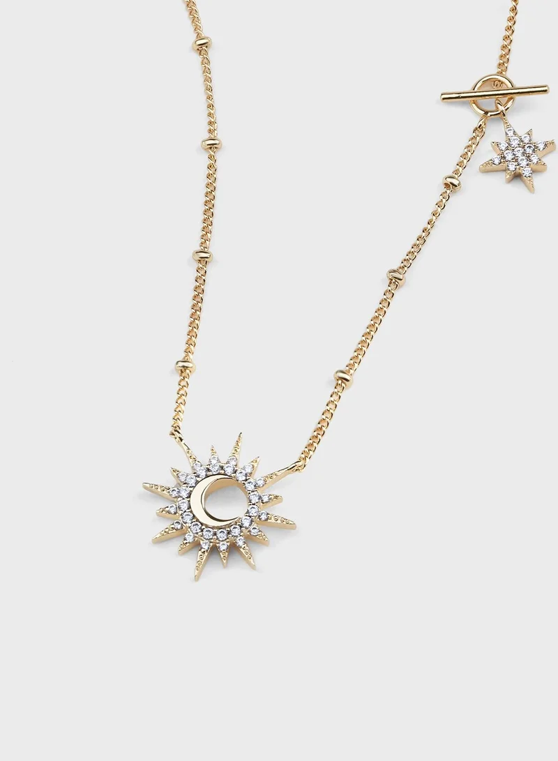 Wanderlust + co Sunlit Crescent Gold Necklace
