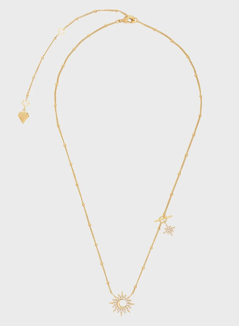 Wanderlust + co Sunlit Crescent Gold Necklace