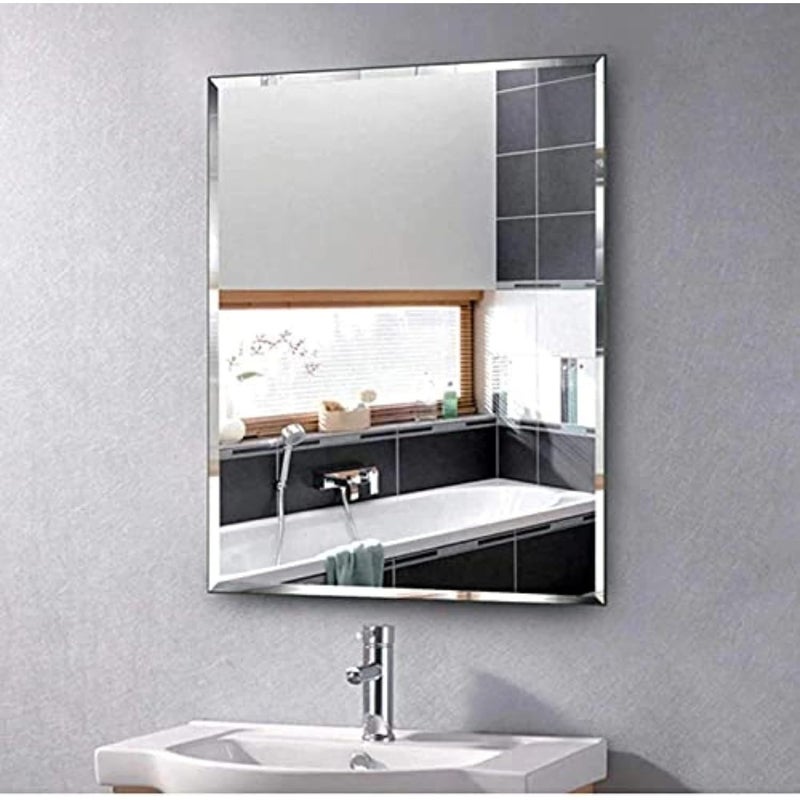 PRINCE ART Wall Mirror Glass for Bathroom Frameless Wall Mirror for Dressing Room Bedroom Living Room Makeup Room Wash Basin Rectangle Shape Size 18 x 24 Inch Square Unframed - Image 1
