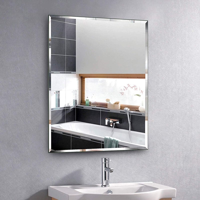 PRINCE ART Wall Mirror Glass for Bathroom Frameless Wall Mirror for Dressing Room Bedroom Living Room Makeup Room Wash Basin Rectangle Shape Size 18 x 24 Inch Square Unframed - Image 2