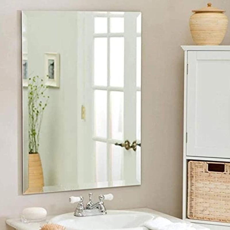 PRINCE ART Wall Mirror Glass for Bathroom Frameless Wall Mirror for Dressing Room Bedroom Living Room Makeup Room Wash Basin Rectangle Shape Size 18 x 24 Inch Square Unframed - Image 4